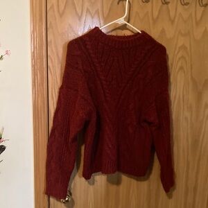 a new day Women's Cable Knit Sweater - Deep Red